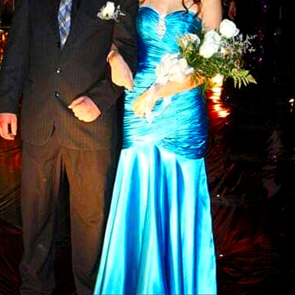 Teal-Blue Mermaid Prom Dress